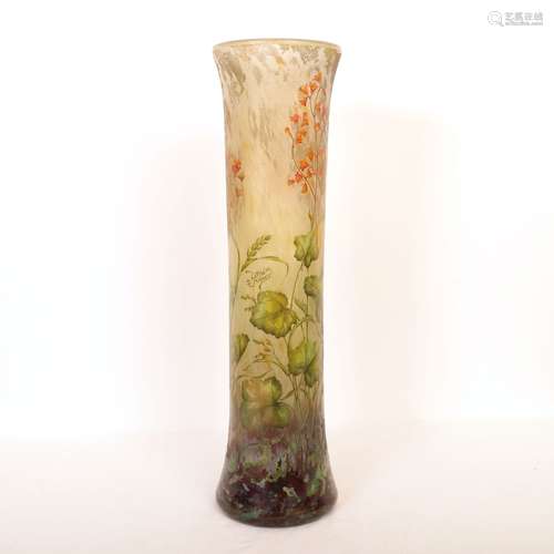 IMPORTANT VASE ART NOUVEAU DAUM NANCY De forme cylindrique é...