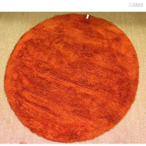 Tapis circulaire orange en laine TISCA Étiquette Tisca Bourg...