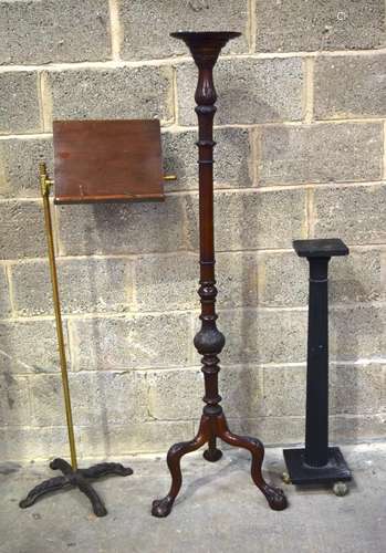 A LOVELY CHIPPENDALE STYLE TORCHERE, alongside a music