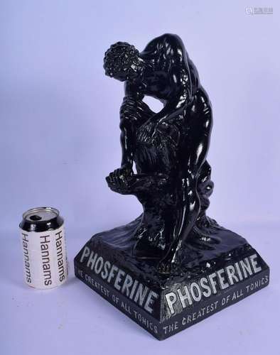 A RARE BLACK PAINTED ALLOY PHOSFERINE TONIC ADVERTISING