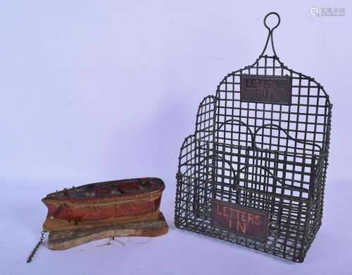 A VINTAGE MIXED METAL LETTER RACK together with a small