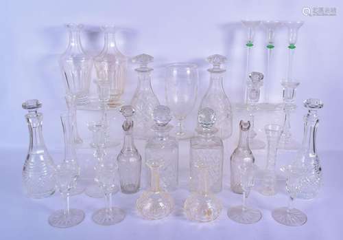 TWO CRATES OF ANTIQUE GLASS DECANTERS etc. (qty)