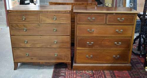 TWO ANTIQUE STRAIGHT FRONTED CHEST OF DRAWERS. 108 …