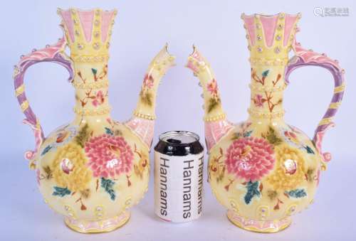 A PAIR OF HUNGARIAN ZSOLNAY PECS POTTERY VASES paint…