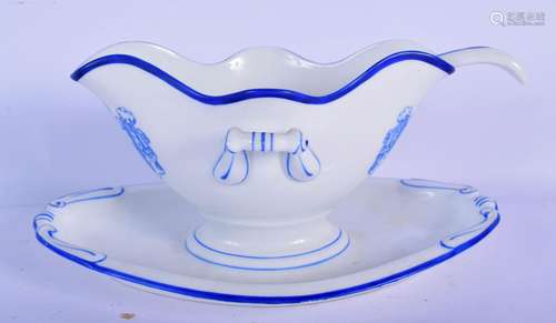 A RUSSIAN PORCELAIN SAUCE TUREEN with matching soon. 24