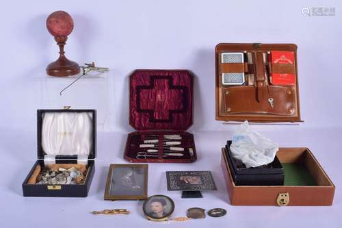 A BOX OF COLLECTABLES including a tin plate fighter