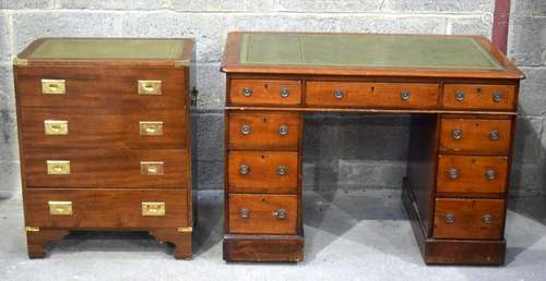 A MID 20TH CENTURY CAMPAIGN STYLE BEDSIDE TABLE, with