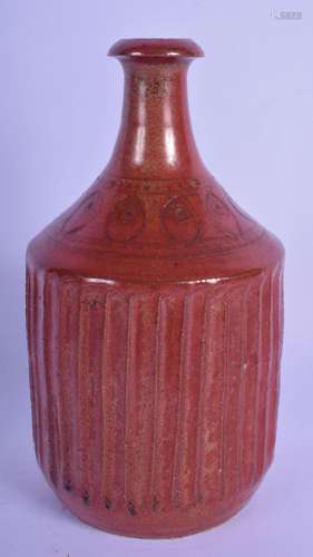 A ST IVES STUDIO POTTERY STONEWARE RIBBED VASE