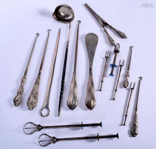 ASSORTED SILVER WARE and silver handled items. 654