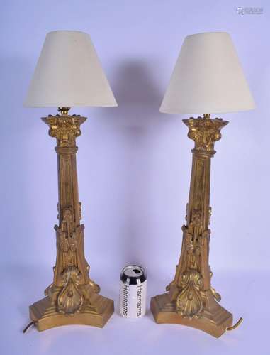 A PAIR OF 19TH CENTURY EUROPEAN GILT BRONZE