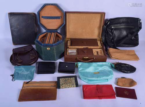 TWO LEATHER JEWELLERY BOXES together with leather