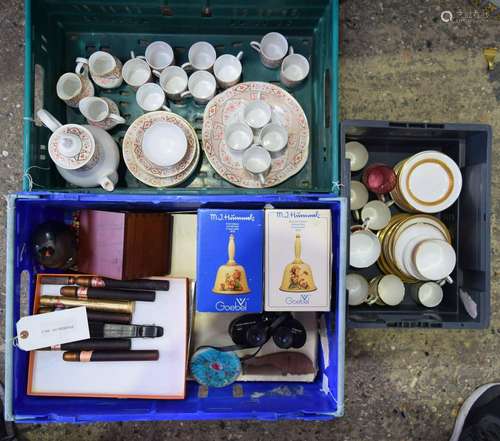 TWO CRATES OF PORCELAIN AND CERAMICS together with