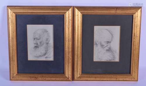 European School (C1920) Pair, Charcoal Portraits. Image