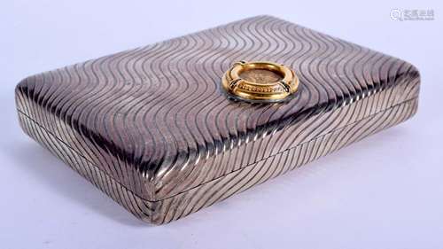 A LARGE VINTAGE SILVER AND YELLOW METAL CASE inset with