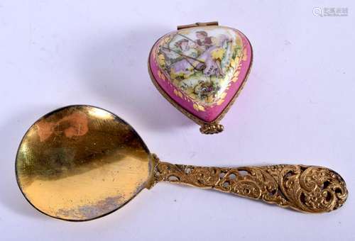 A VINTAGE CONTINENTAL SILVER GILT SPOON together with a