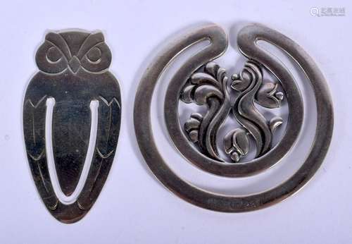 A GEORG JENSEN SILVER BOOK MARK together with a Tiffany