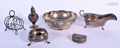 ANTIQUE SILVER WARE including a sauce boat etc.