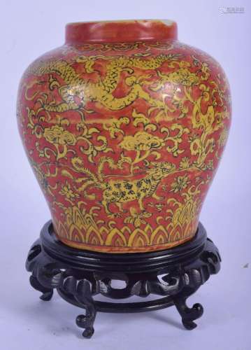 A CHINESE QING DYNASTY IRON RED AND YELLOW GLAZED