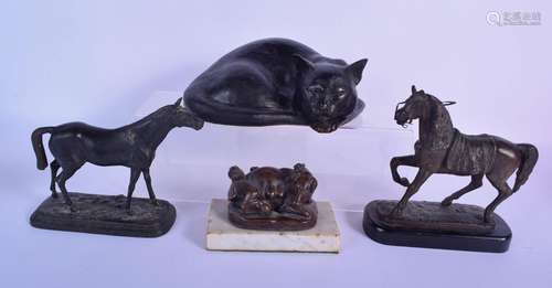 AN ANTIQUE FRENCH BRONZE OF PIGS by P J Mene, toget…