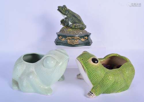 TWO EARLY 20TH CENTURY EUROPEAN POTTERY TOAD PLANTERS