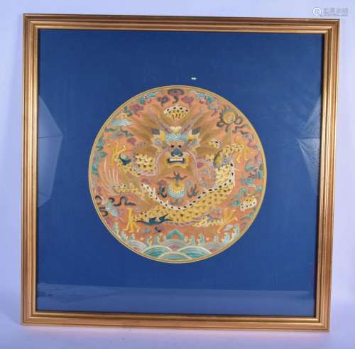 A 19TH CENTURY CHINESE FRAMED CIRCULAR SILKWORK ROU…