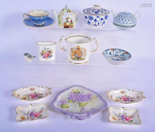 FOUR ROYAL CROWN DERBY DISHES together with other