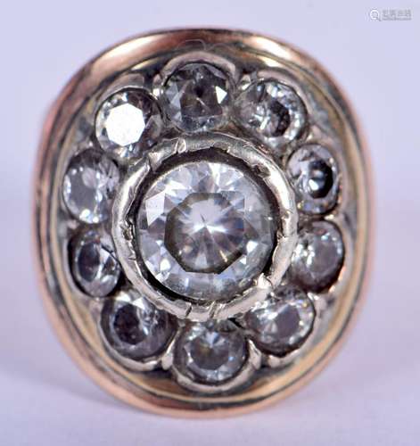 A GEORGE III ROSE METAL DIAMOND RING with large central