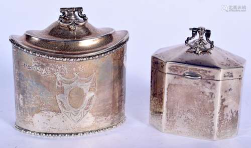 TWO ANTIQUE SILVER TEA CADDIES. Birmingham 1900 &