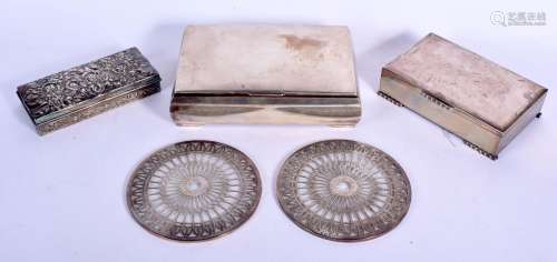 TWO LARGE SILVER CIGARETTE BOXES together with an