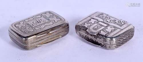 TWO ANTIQUE SILVER MINIATURE VINAIGRETTES Birmingham