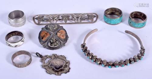 VINTAGE SILVER JEWELLERY etc. 47 grams. Largest 5.75 cm