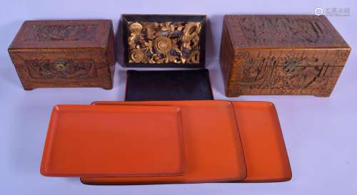 JAPANESE TAISHO PERIOD LACQUER TRAYS together with