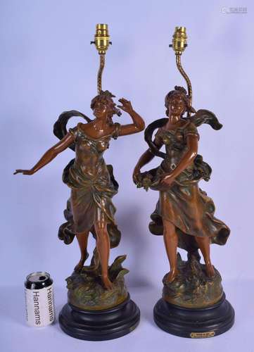 A LARGE PAIR OF 19TH CENTURY FRENCH SPELTER FIGURAL