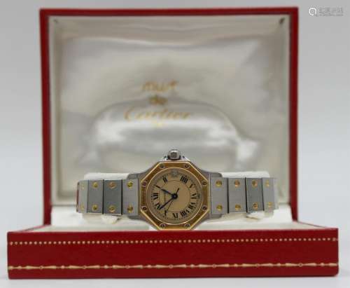 JEWELRY. Lady's Cartier Santos Two-tone Watch.