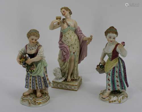 Meissen Lot Of 3 Porcelain Figures.