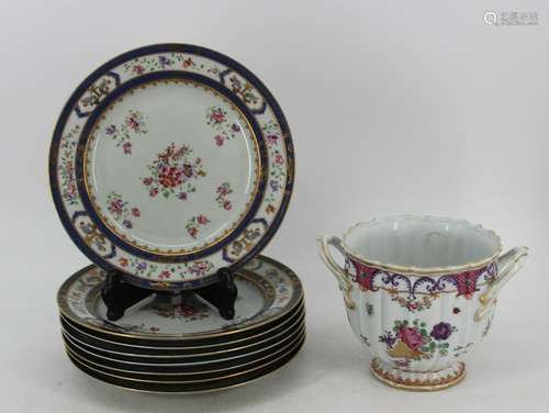 8 Porcelain Plates & A Porcelain Urn.