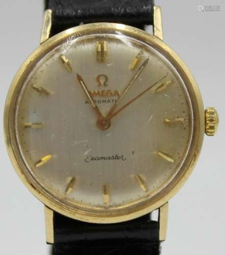 JEWELRY. Men's Omega Seamaster 14kt Gold Watch.