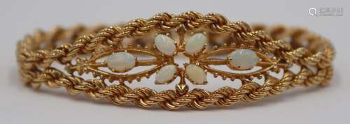 JEWELRY. 14kt Gold and Opal Bracelet.