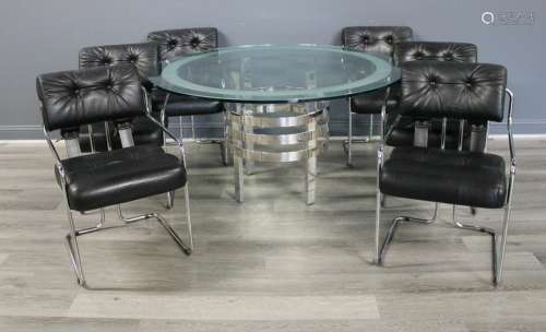 6 Vintage Mariani Leather And Chrome Chairs