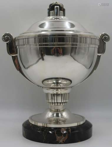SILVERPLATE. Art Deco Silverplate & Marble Trophy.