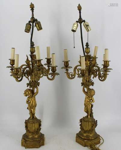 A Fine Pair of 19th Century Gilt Bronze Figural