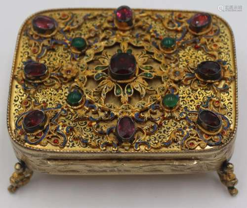 SILVER. Signed Hungarian Silver-Gilt, Enamel and