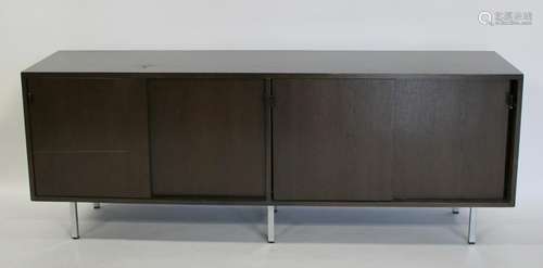 Midcentury Knoll Ebonised Sliding Door Cabinet.