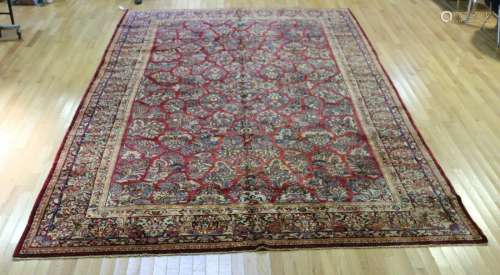 Antique And Finely Hand Woven Sarouk Carpet.