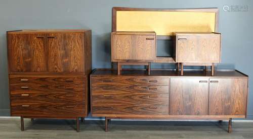 Midcentury Danish Modern Rosewood Bedroom Set.