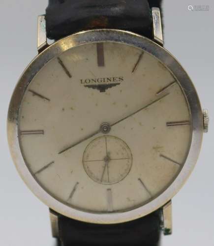 JEWELRY. Men's Longines 14kt White Gold Watch.