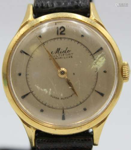 JEWELRY. Men's Mido 18kt Gold Automatic Watch.