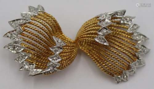 JEWELRY. Italian 18kt Gold and Diamond Brooch.