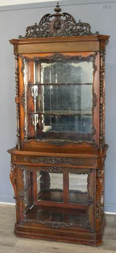 Fine19th Century Carved Rosewood Vitrine