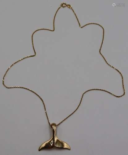 JEWELRY. Na Hoku 14kt Gold Whale's Tail Pendant.